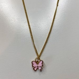 Pink and gold butterfly necklace